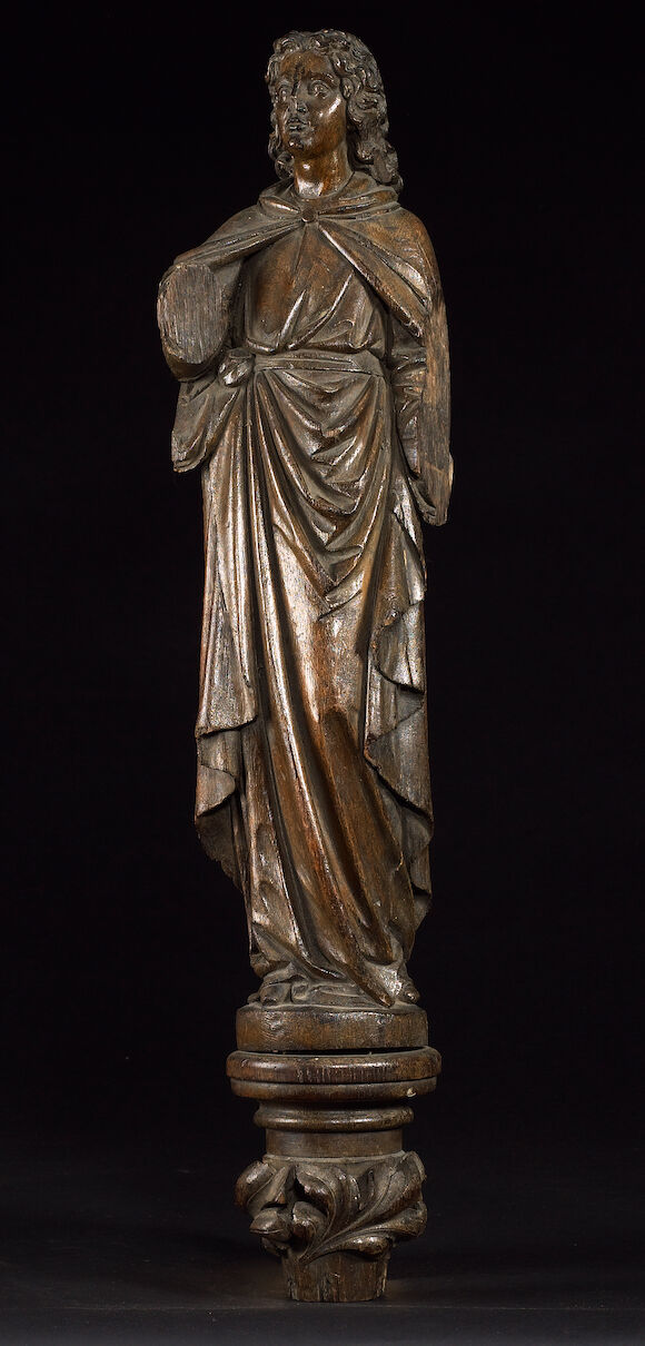 Bonhams : A 19th century English carved oak figure of Saint John
