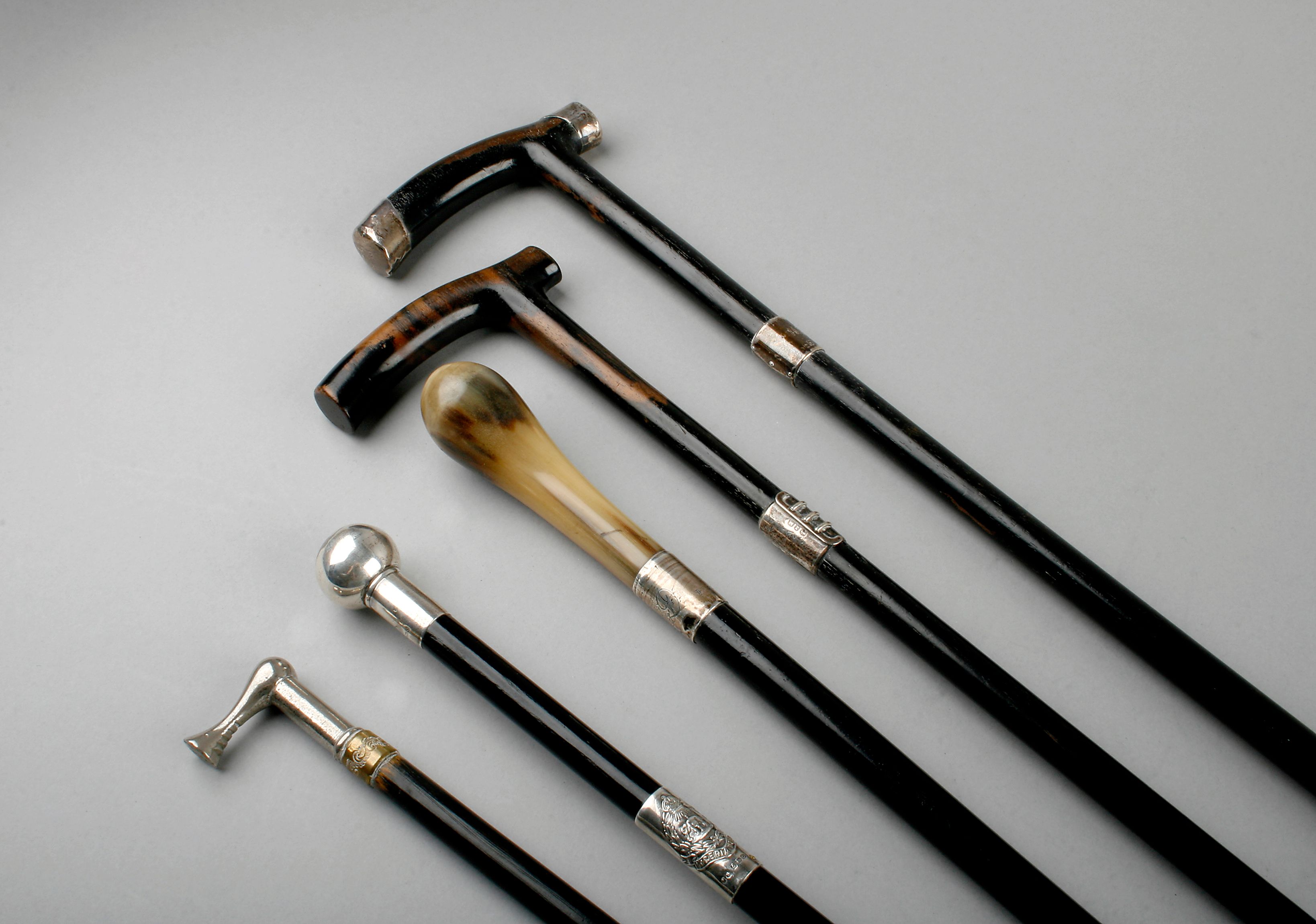A silver mounted ebonised cane