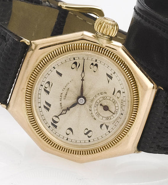 Rolex. A 9ct gold octagonal wristwatch