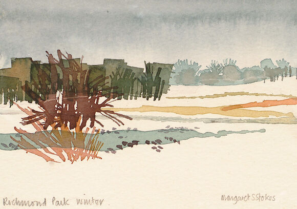 Bonhams : Margaret Stokes (British, 1916-1996) 'Richmond Park, Winter'.