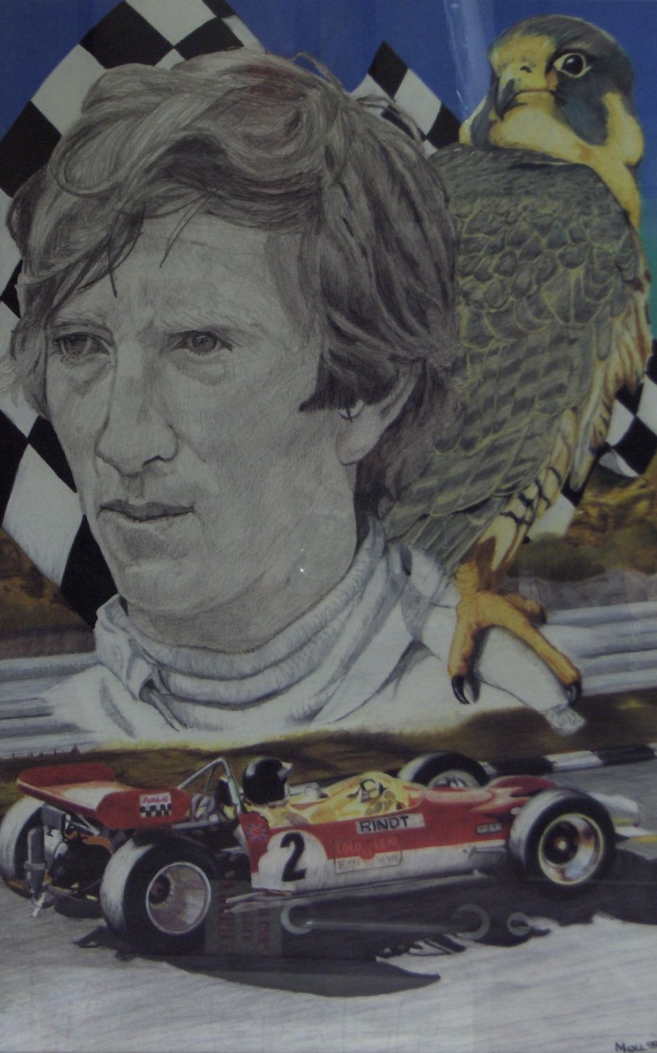 Bonhams Cars : A print depicting Rindt in the Lotus,