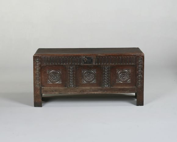 Bonhams : A late 17th/ early 18th century carved oak coffer