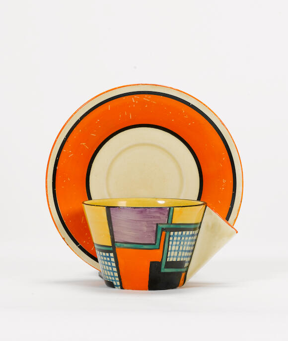 Bonhams : Clarice Cliff 'Football' a Conical Cup and Saucer, circa 1930