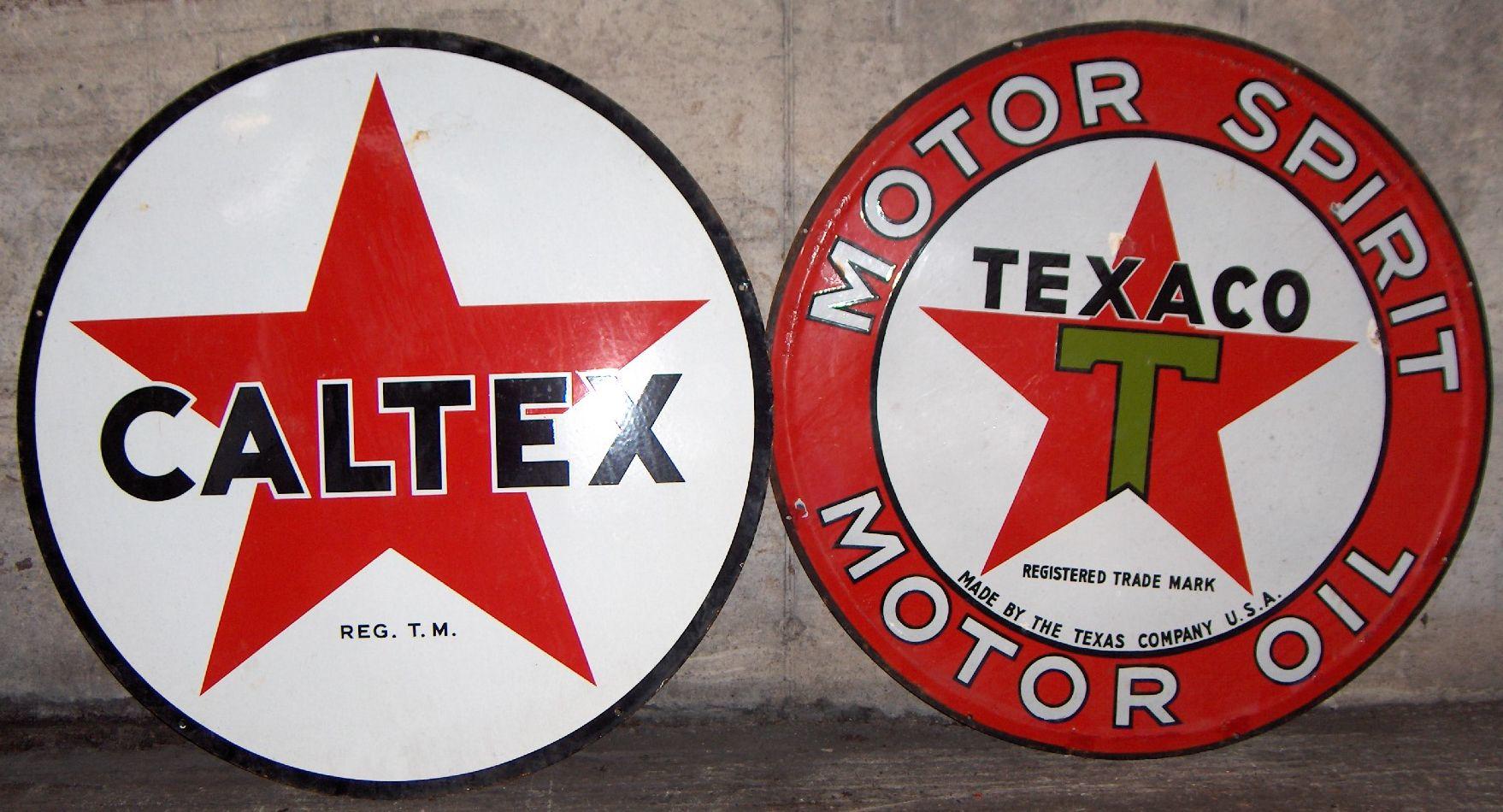 Bonhams Cars : Two petrol company enamel signs,