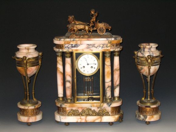 Bonhams : A late 19th Century French gilt metal mounted marble clock ...