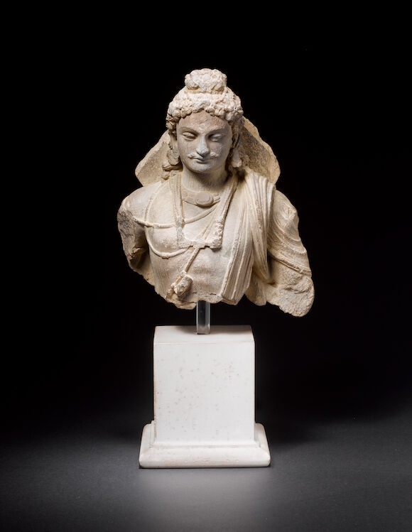 Bonhams : A finely carved grey schist fragment of a Bodhisattva ...