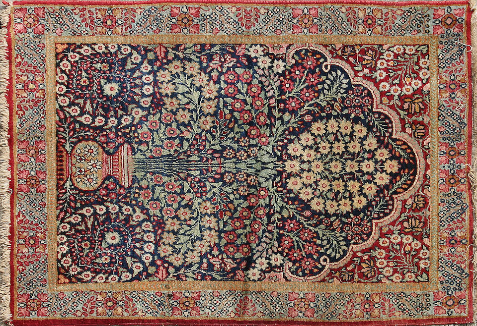 Bonhams A Kashan Silk Rug Central Persia 205 X 128cm 81 X 60cm