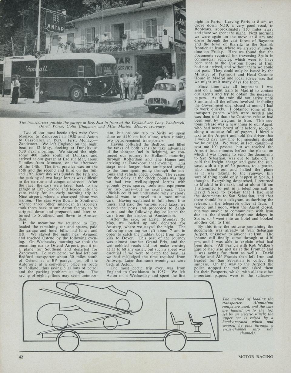 The Ex-Vandervell Products Vanwall Formula 1 Team,Leyland Worldmaster Series Royal Tiger Grand Prix Car Transporter  Chassis no. 5708914RT32399