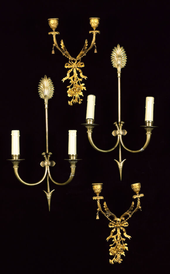 Bonhams : A pair of mid 20th century French gilt bronze twin branch ...