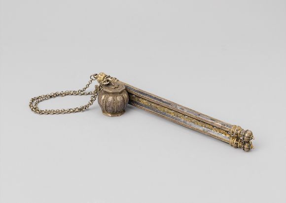 Bonhams A Rare Ottoman Parcel Gilt And Niello Silver Pen Case Divit