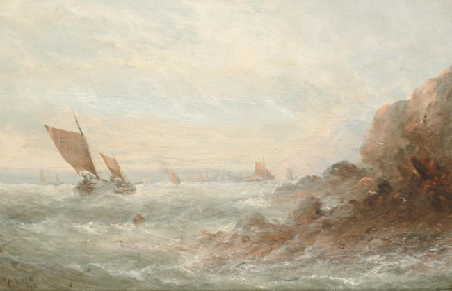 (n/a) English School19th CenturyShips off a rocky coast
