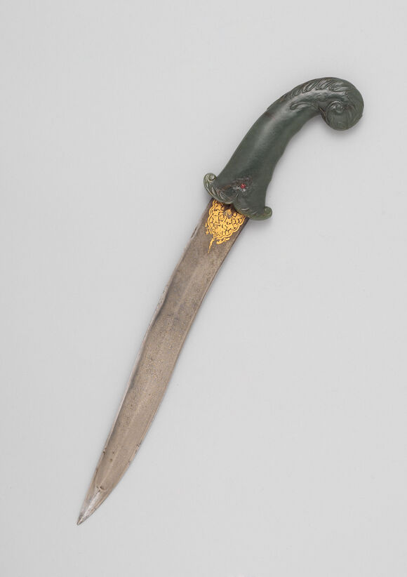 Bonhams : A Mughal jade hilted Dagger (khanjar) India, 18th Century