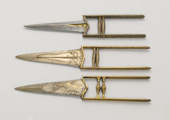 Bonhams : A Mughal koftgari steel Push Dagger (khatar) India, 18th Century