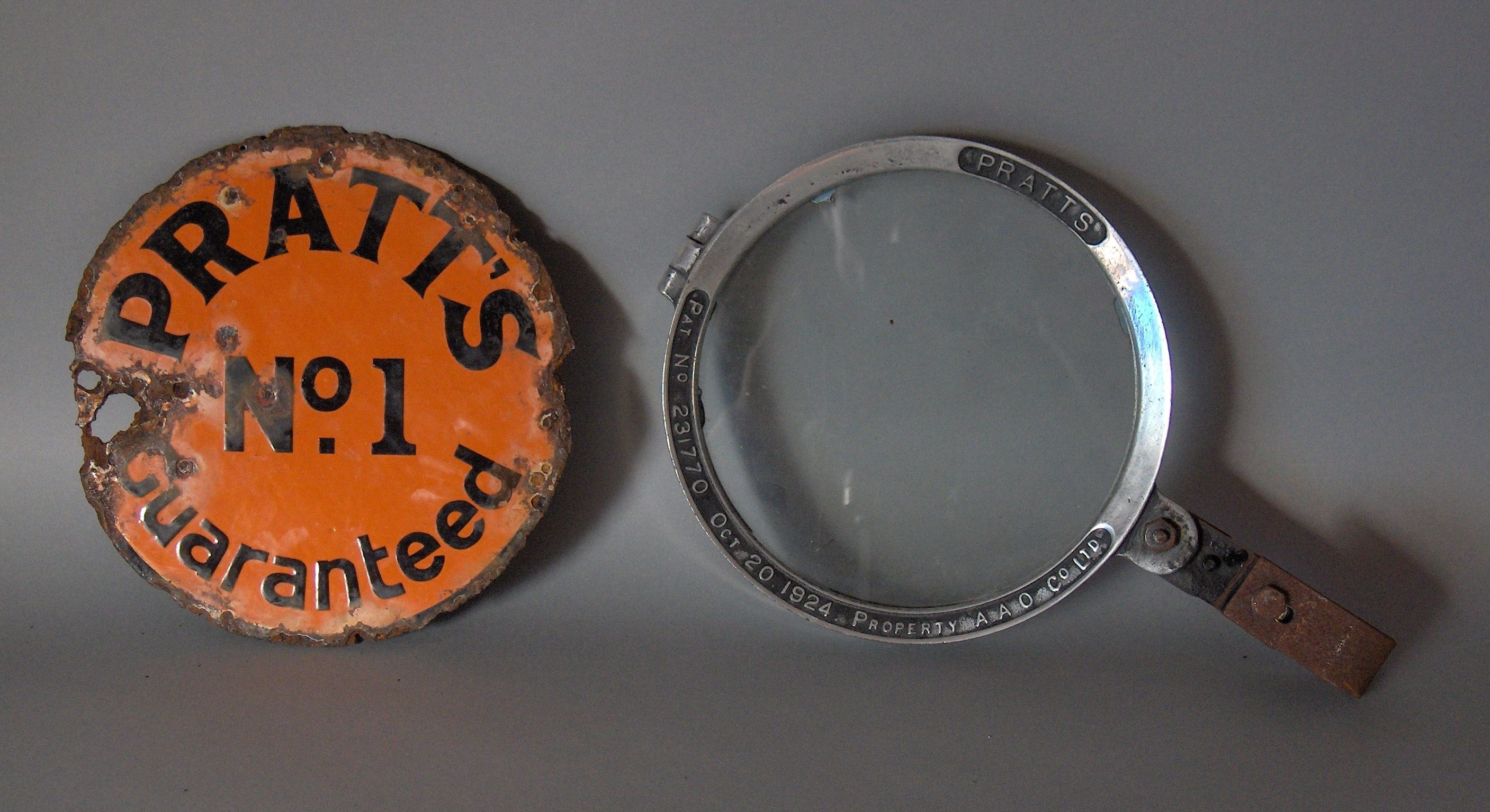 Bonhams Cars A Pratts petrol pump price flag, patented Oct 20 1924,