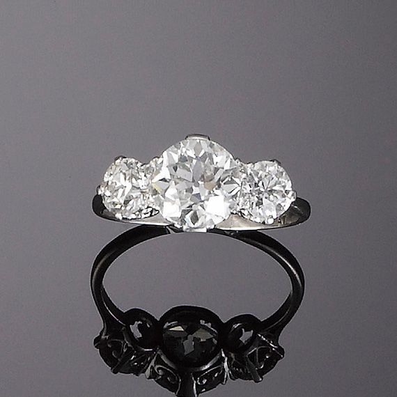 A diamond three-stone ring