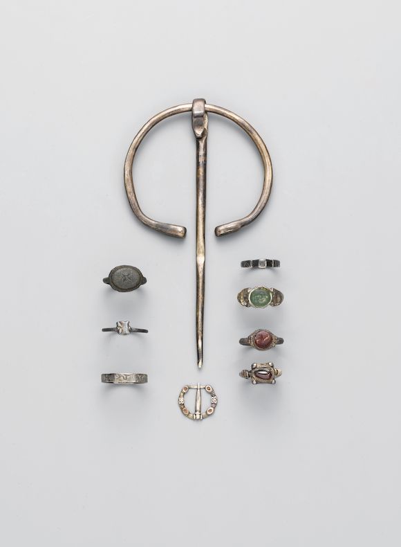 Bonhams : Two Roman rings an Anglo-Saxon silver and garnet ring a ...