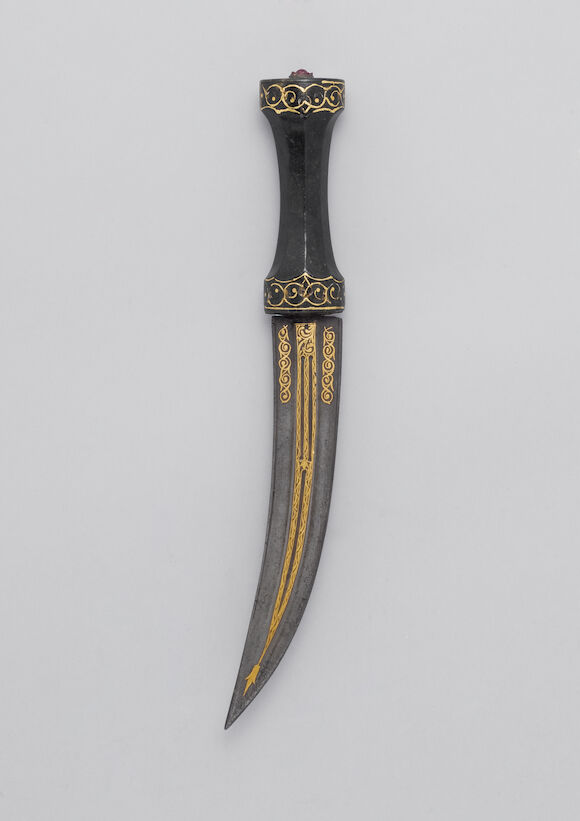 Bonhams : An Ottoman gold inlaid nephrite-hilted Dagger Turkey, mid ...