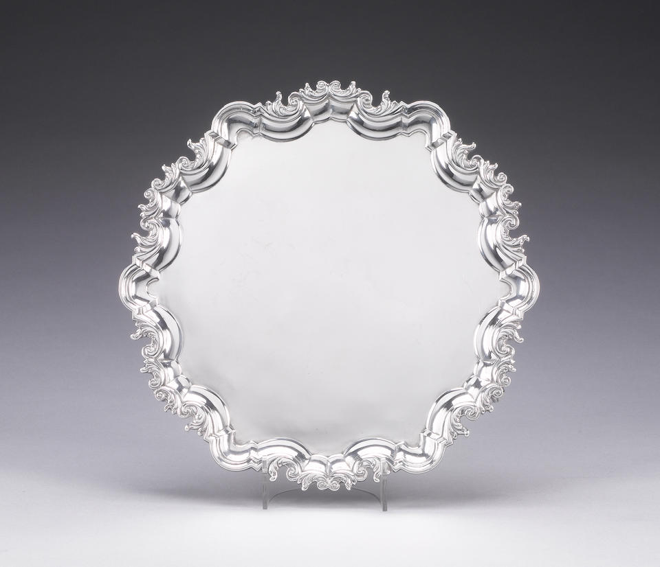 Bonhams : An 18th century Irish silver salver, maker's mark C. L struck ...