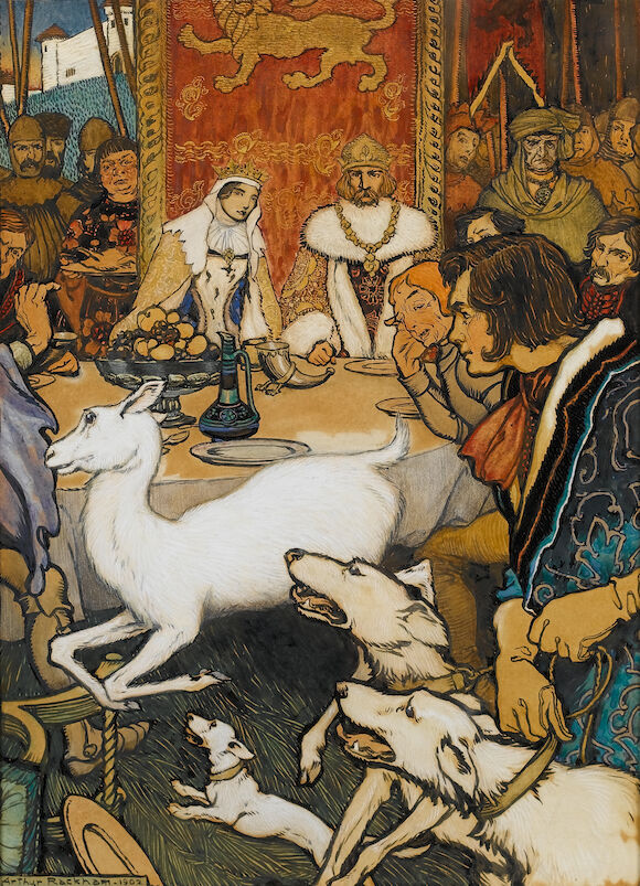 Bonhams : Arthur Rackham (British, 1867-1939) King Arthurs wedding feast