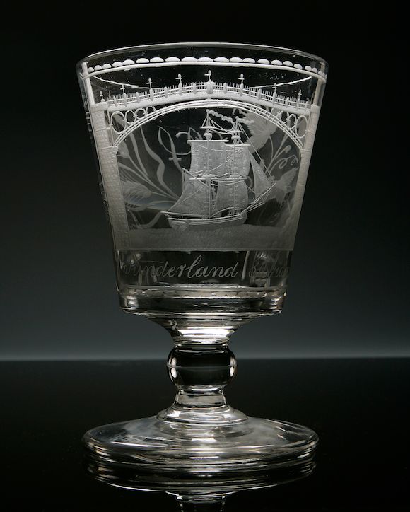 Bonhams : A Sunderland Bridge engraved rummer circa 1840