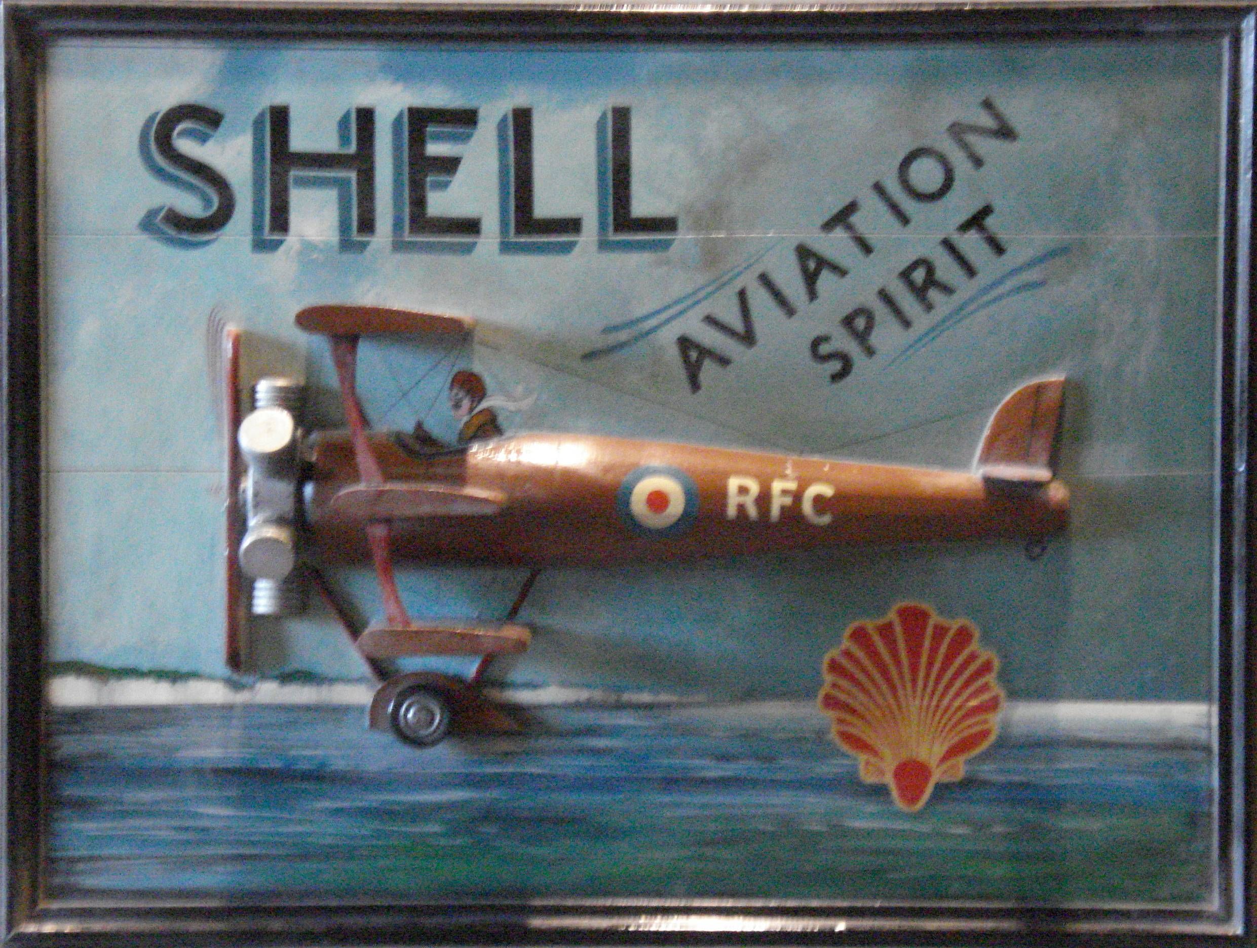 Bonhams Cars : A Shell Aviation spirit promotional board,