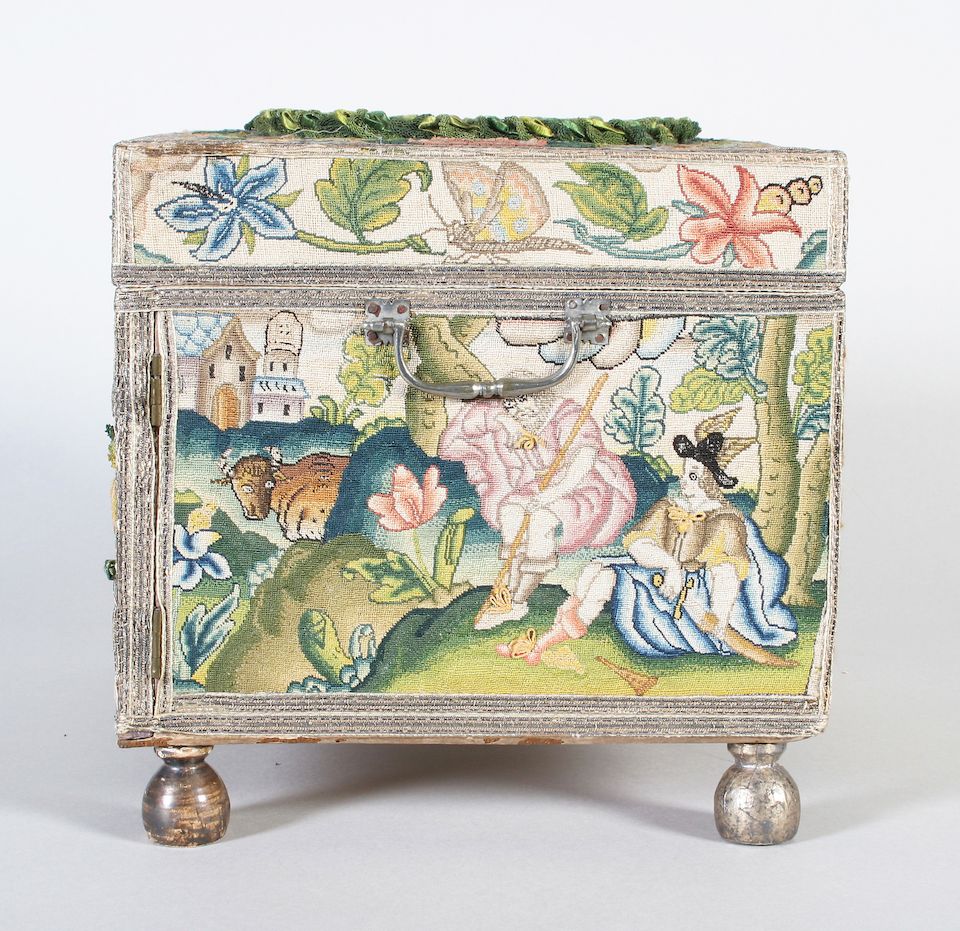 Bonhams The Gape Casket A fine mid17th century needlework casket of