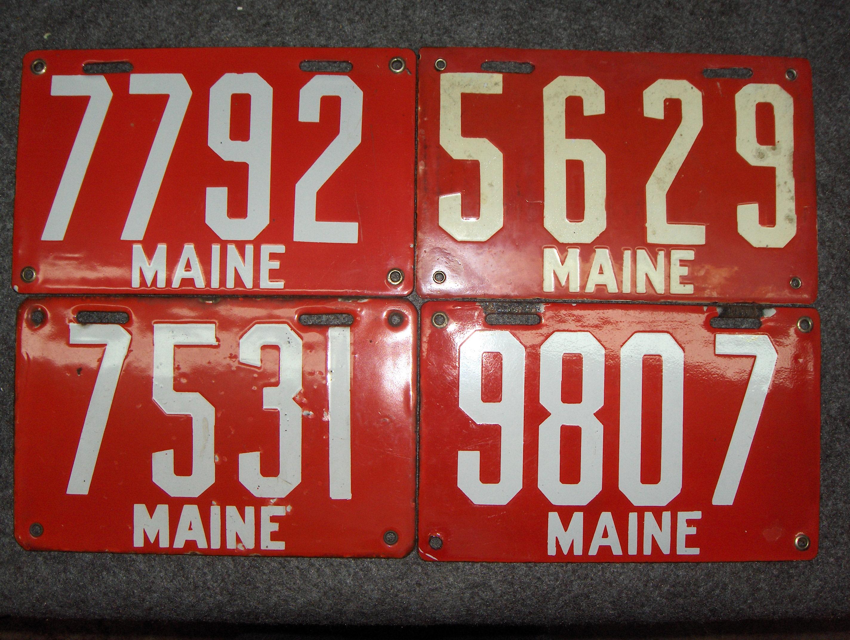 Bonhams Cars : Four porcelain enamel Maine license plates, 1910-1911,,