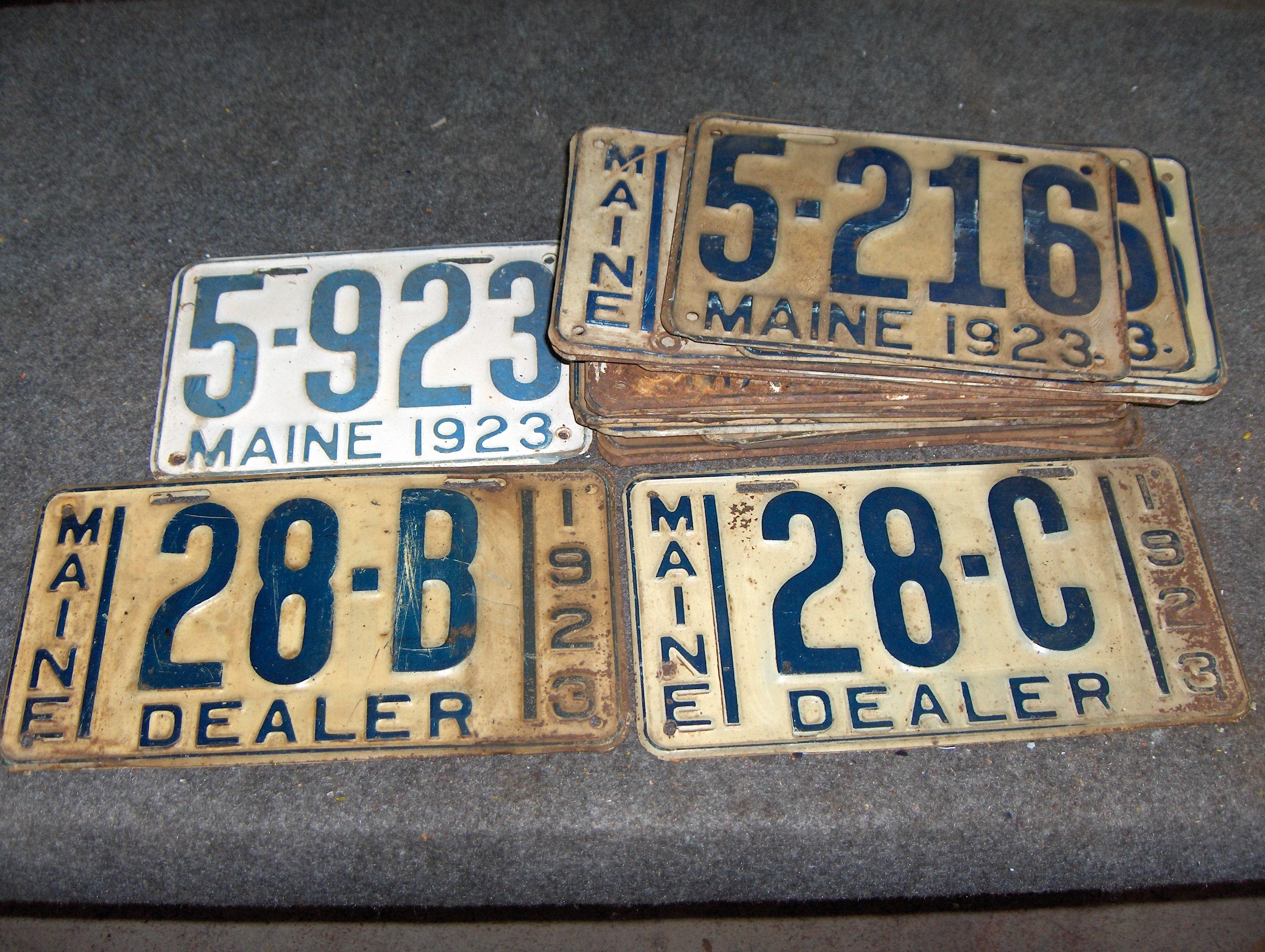 Bonhams Cars : Twenty-seven assorted 1923 tin Maine license plates,,