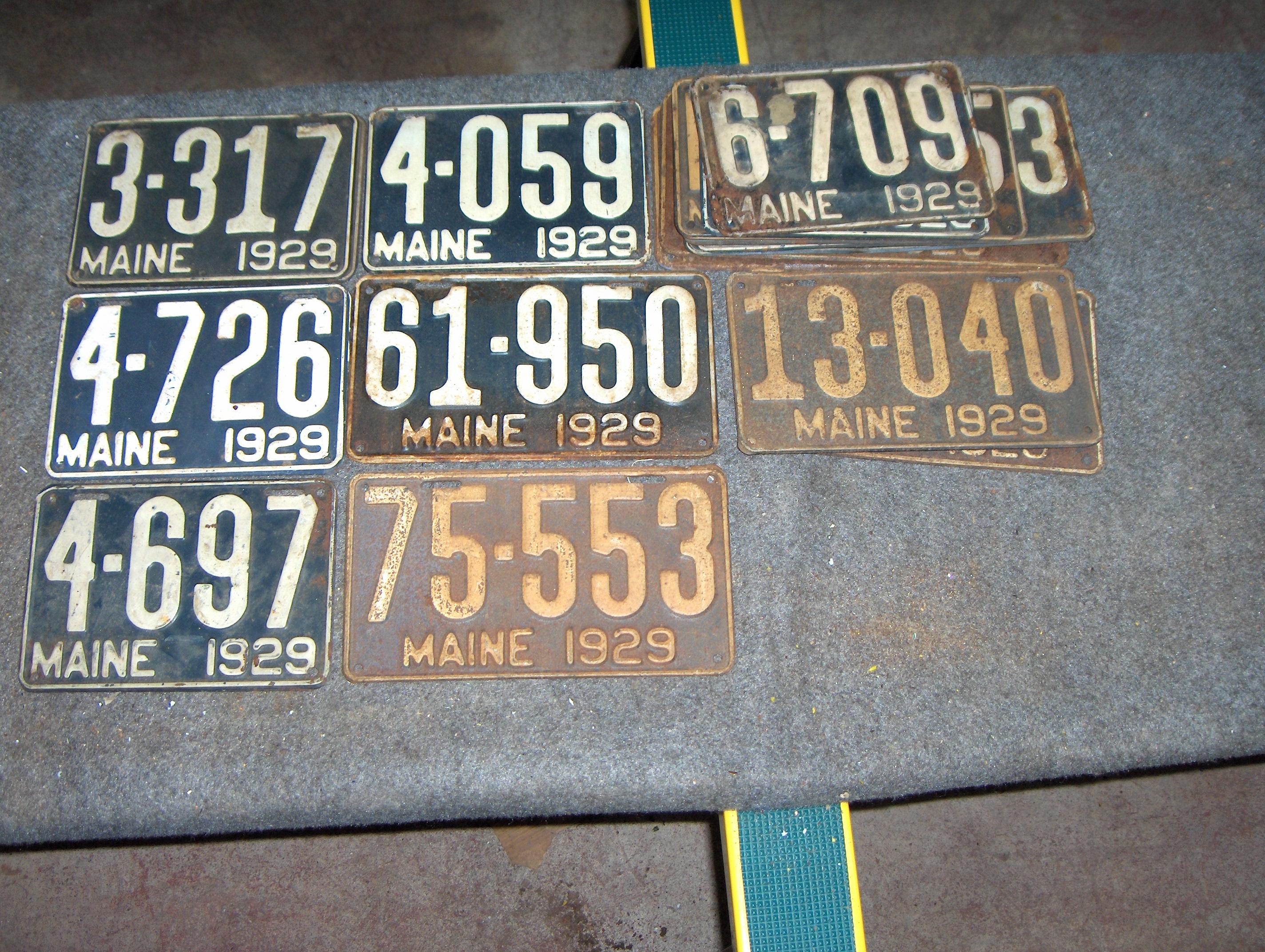 Bonhams Cars : Twenty-two assorted 1929 embossed tin Maine license plates,,