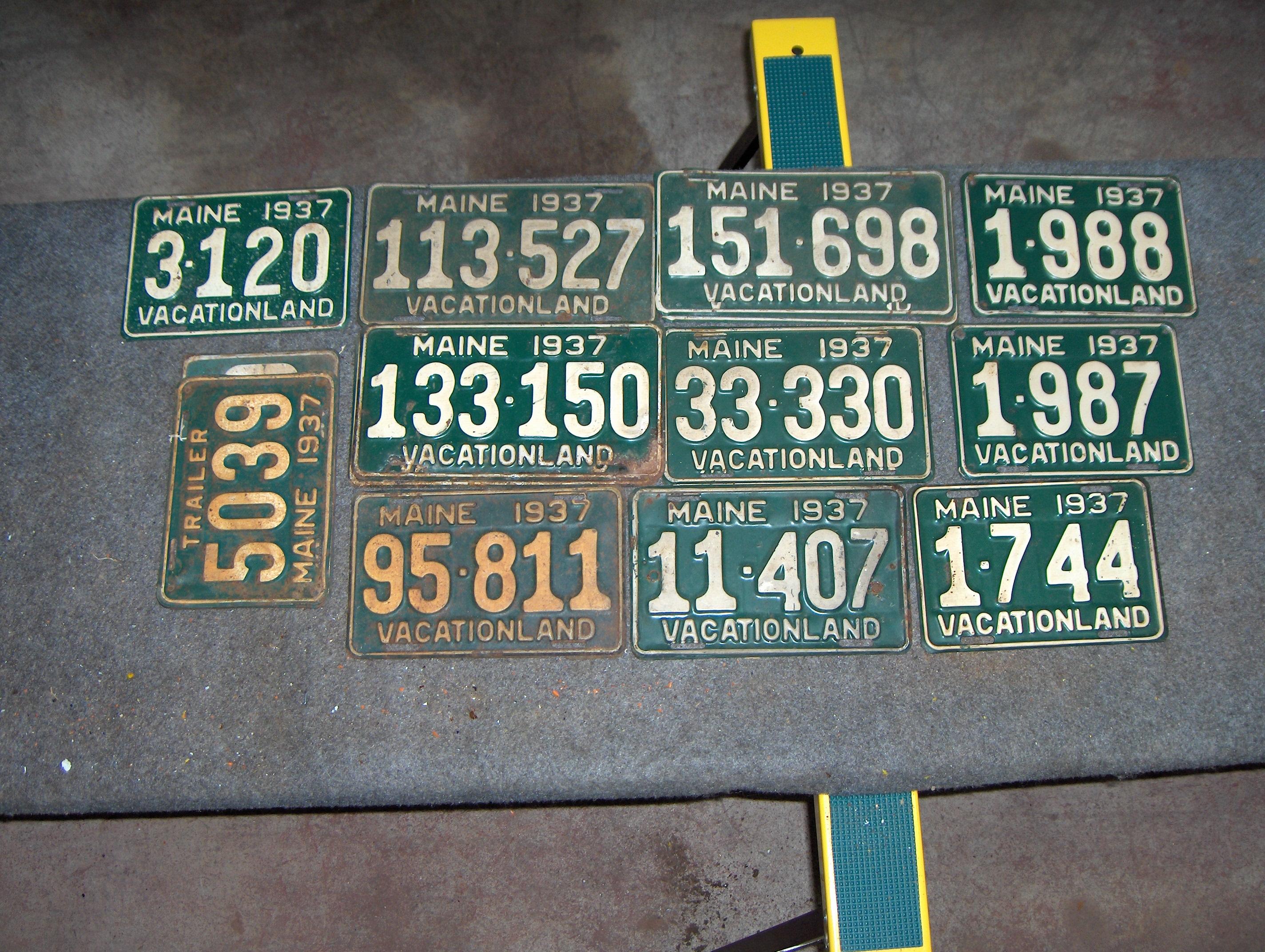 Bonhams Cars : Twenty-three assorted 1937 embossed tin Maine license