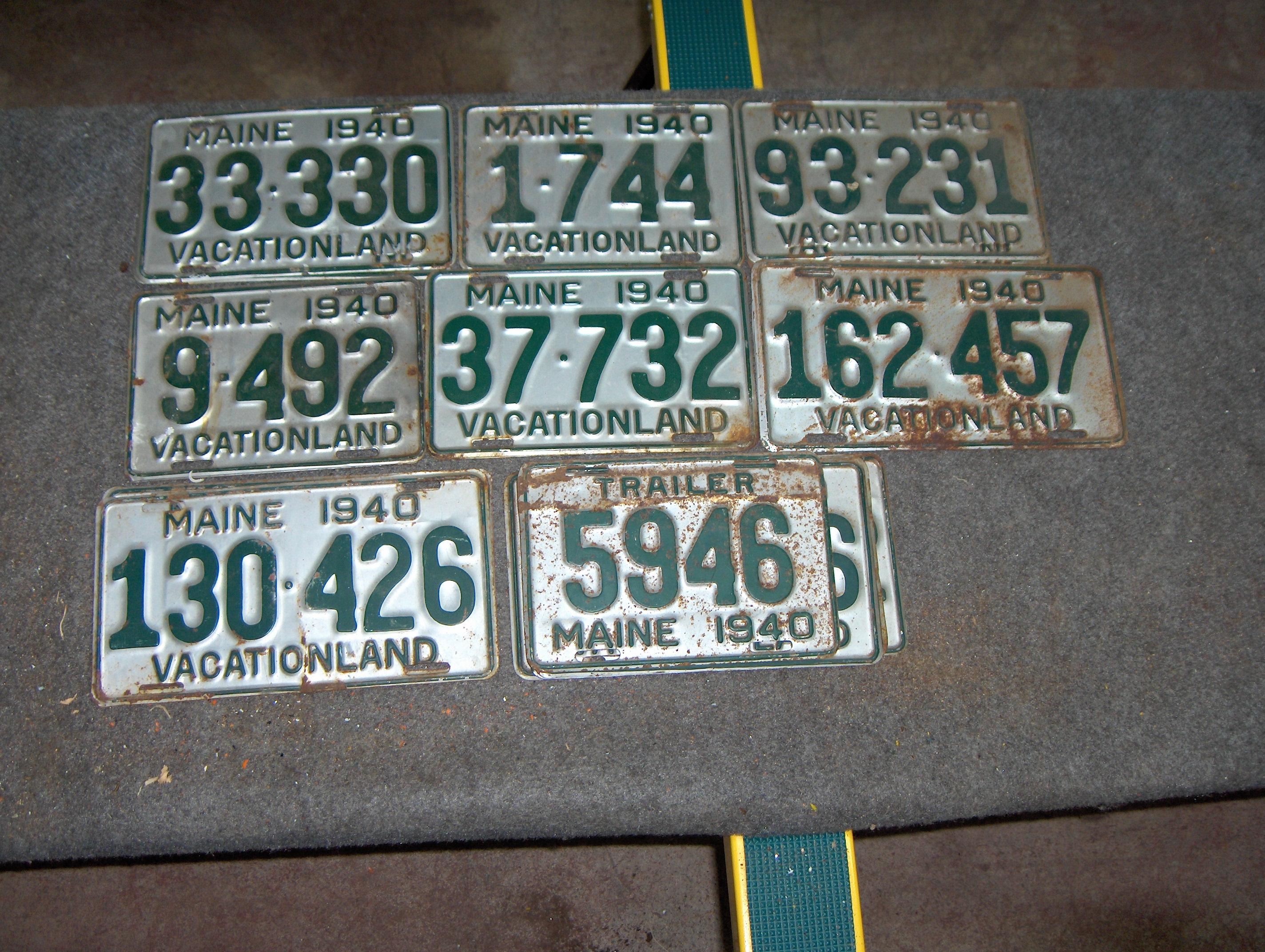 Bonhams Cars : Nineteen assorted 1940 embossed tin Maine license plates,,