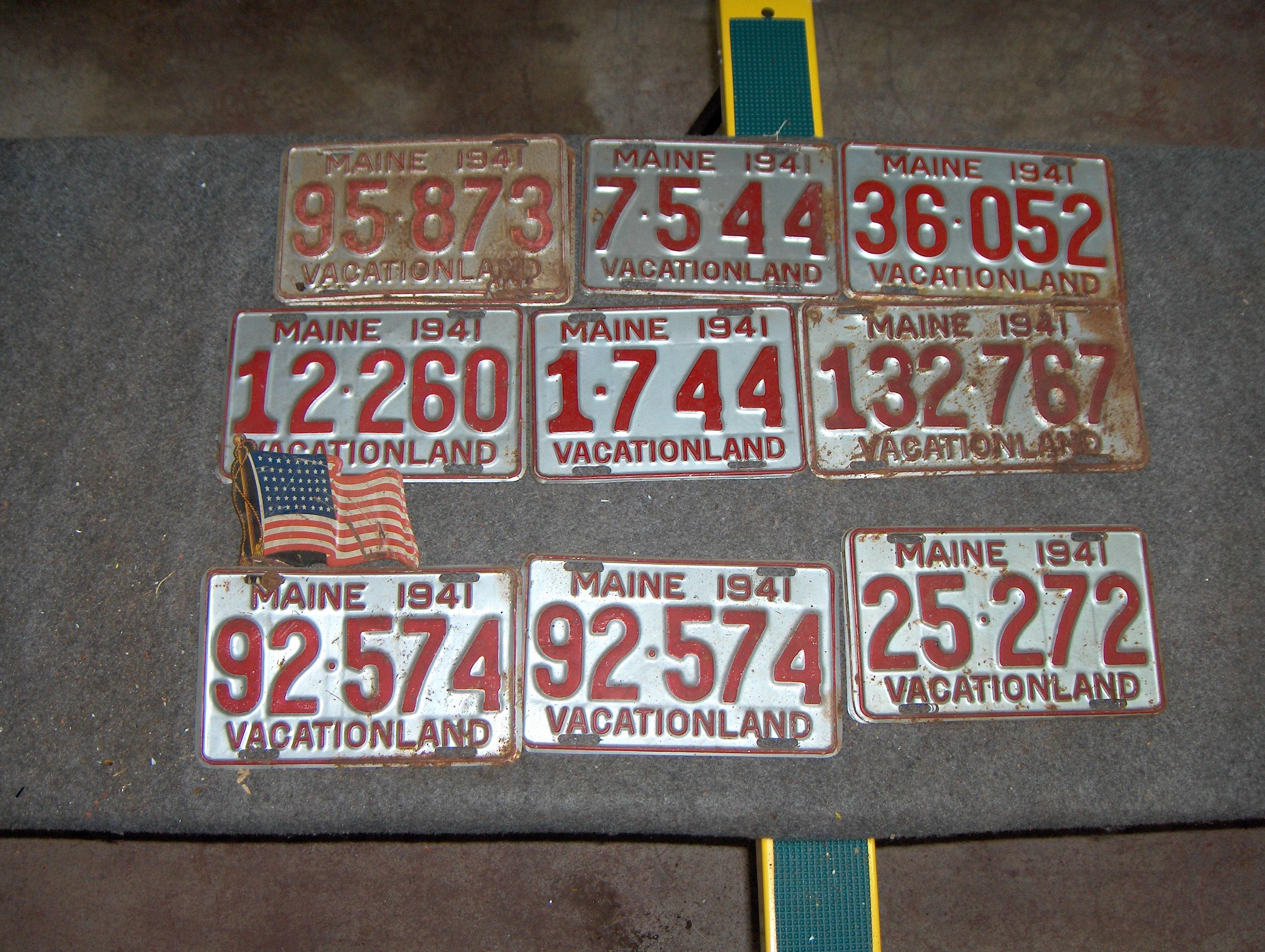 Bonhams Cars : Eighteen assorted 1941 embossed tin Maine license plates,,