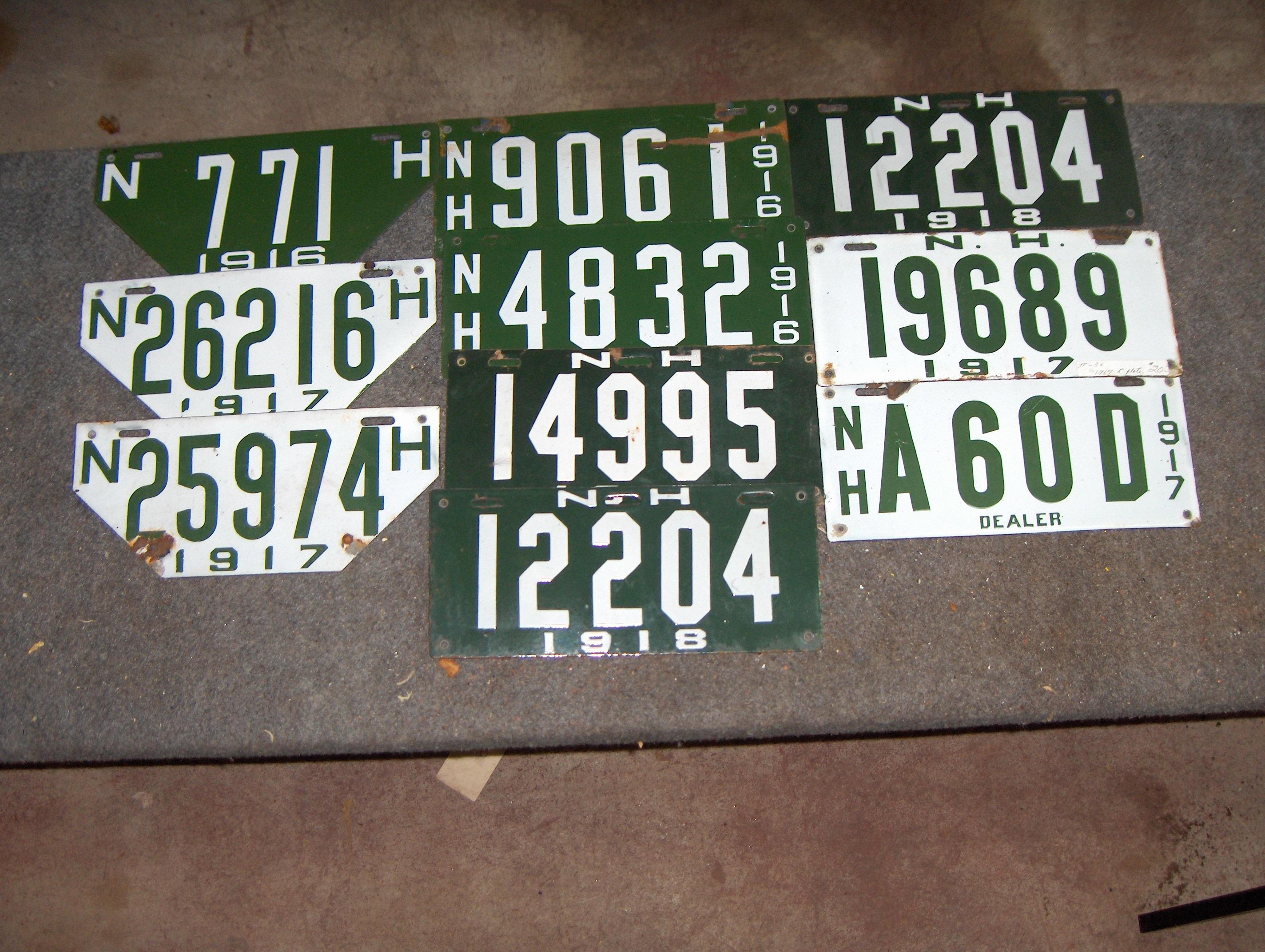 Bonhams Cars : Ten assorted porcelain enamel New Hampshire license