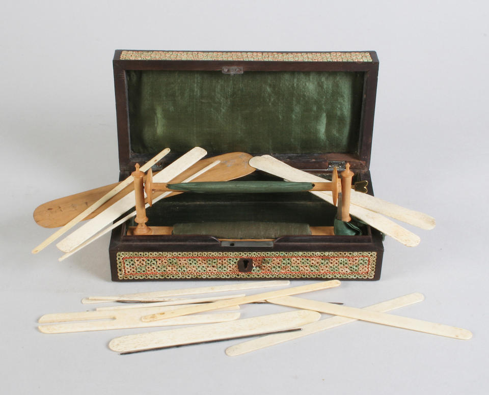bonhams-a-rare-george-iii-curled-paperwork-netting-box-of-rectangular