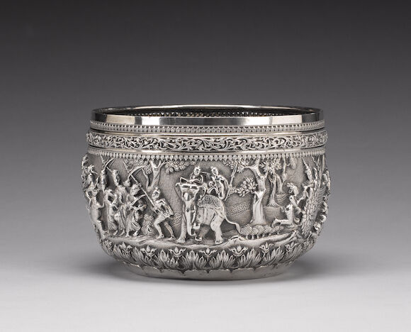 Bonhams : A Burmese silver rice bowl,