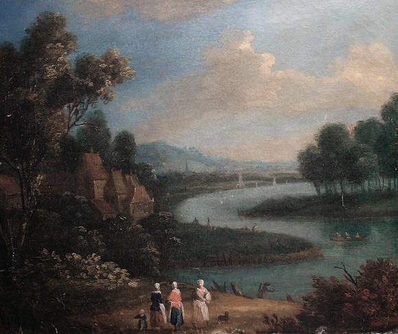 Bonhams : Follower of Peter Tillemans (British, 1684-1734) A river ...