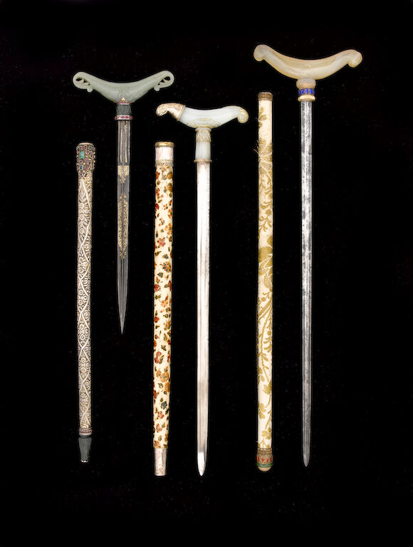 Bonhams : A Mughal gem-set jade-hilted Crutch Dagger North West India ...