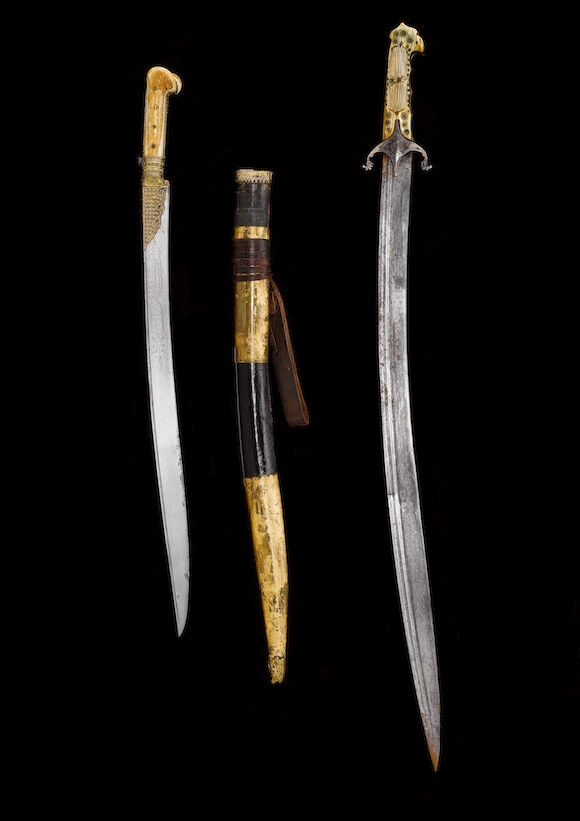 Bonhams : A rare Ottoman ivory-hilted steel Sword Turkey, 18th Century(2)