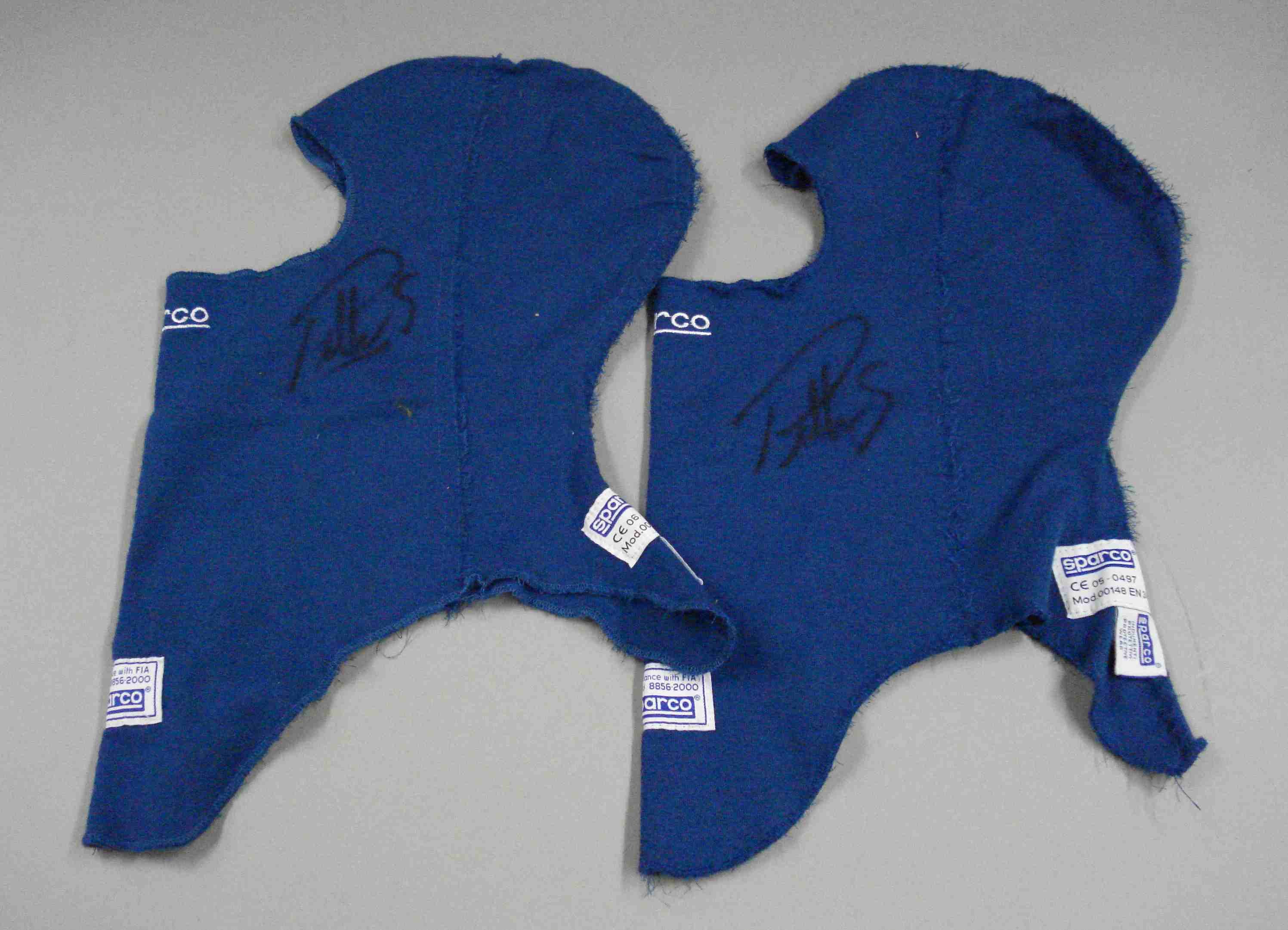 Bonhams Cars Two signed balaclavas used by Petter Solberg during the