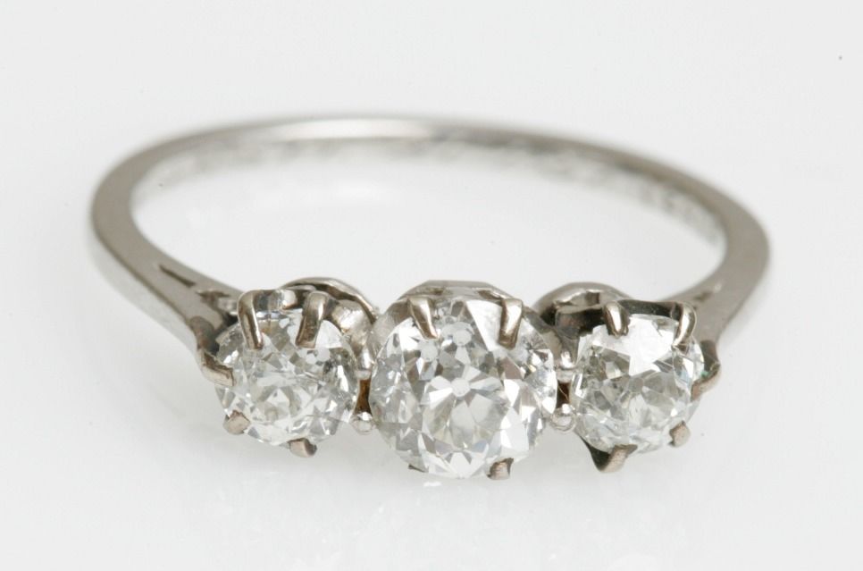 A diamond three-stone ring