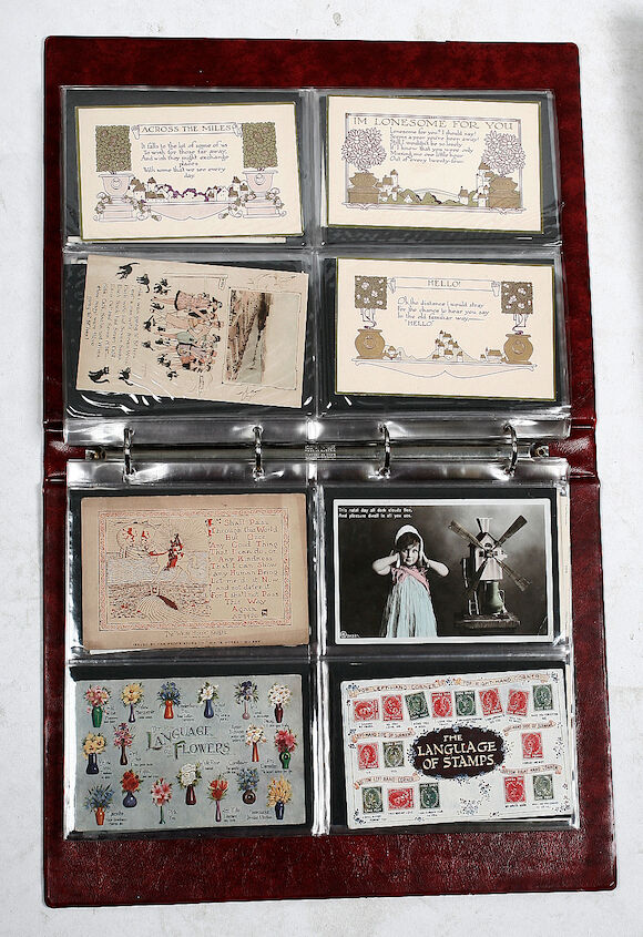 Bonhams : A quantity of assorted postcards in five albums including ...