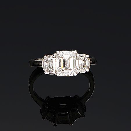 A diamond three-stone ring