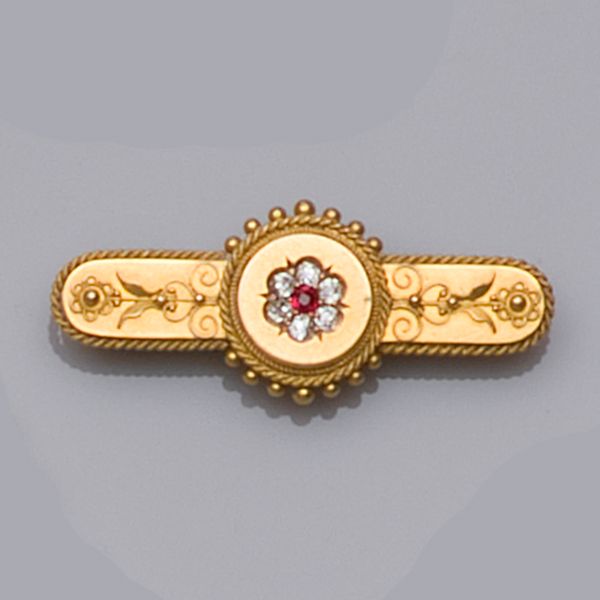 A Victorian ruby and diamond brooch