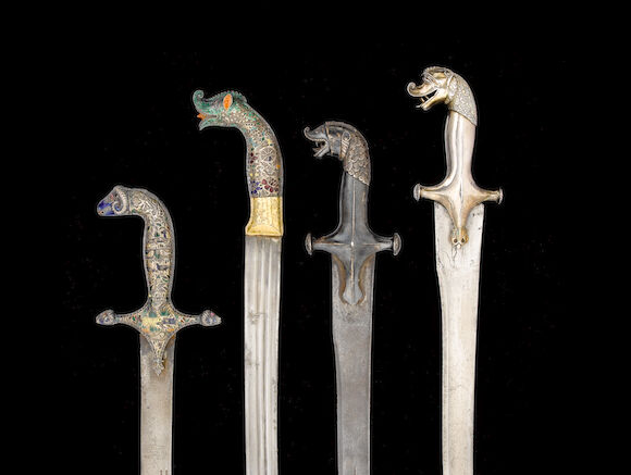 Bonhams : A Lucknow enamelled silver-hilted Sword India, 19th Century