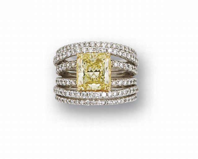 A coloured diamond ring