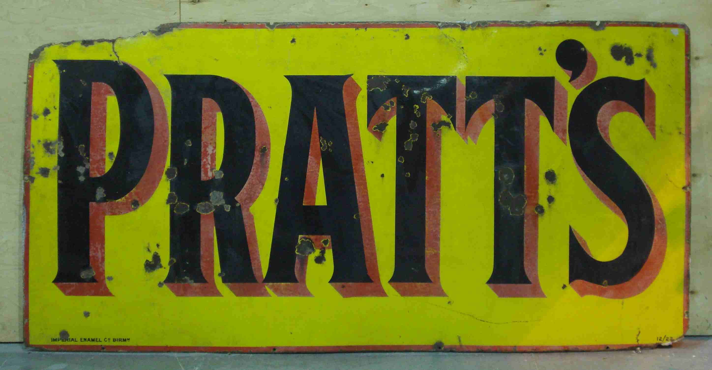 Bonhams Cars A Pratts enamel sign,