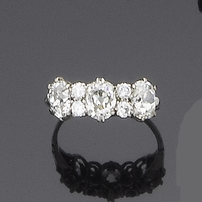 A diamond three-stone ring