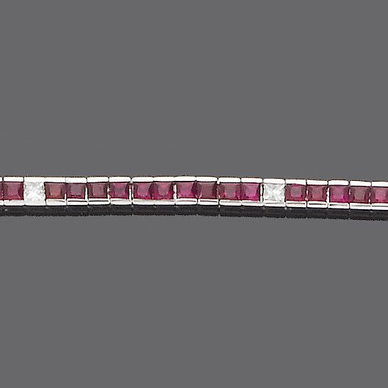 A ruby and diamond line bracelet