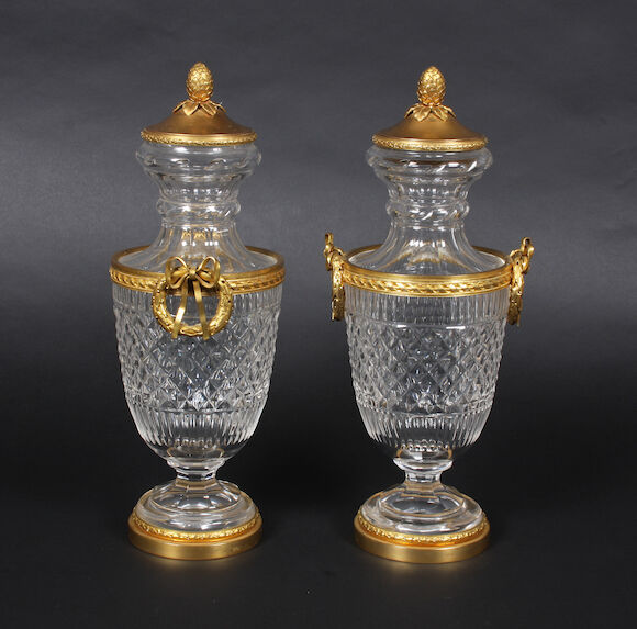 Bonhams : A pair of late 19th century French cut glass and gilt metal ...
