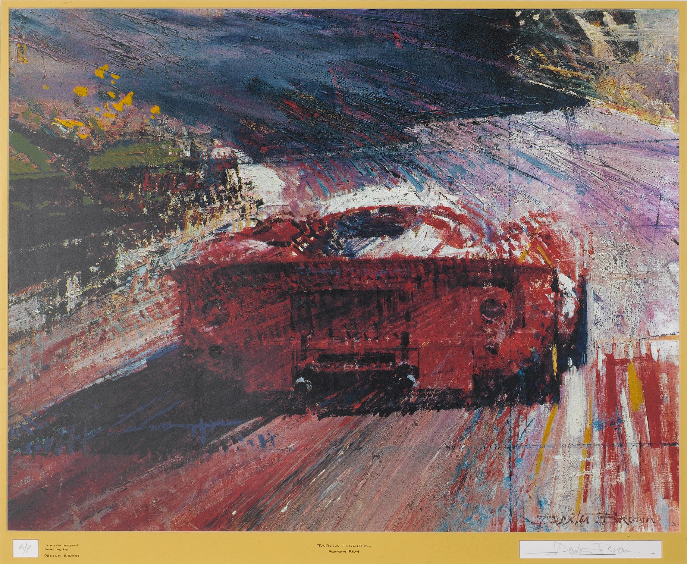 Bonhams Cars : 'Targa Florio 1967 Ferrari P3/4', print after Dexter Brown,